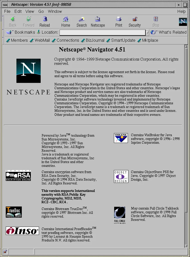 Screenshot Netscape web browser