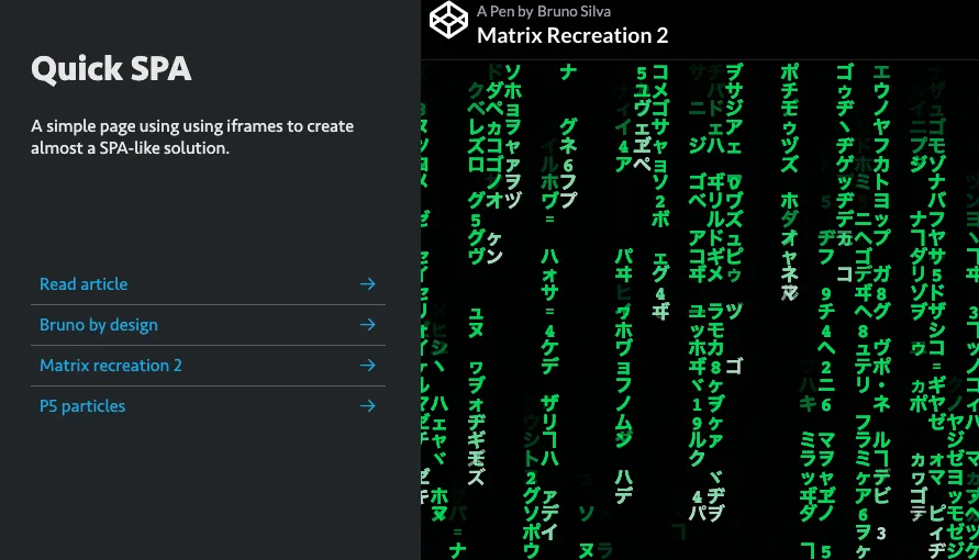 A visually appealing website that makes use of iframes to load content.