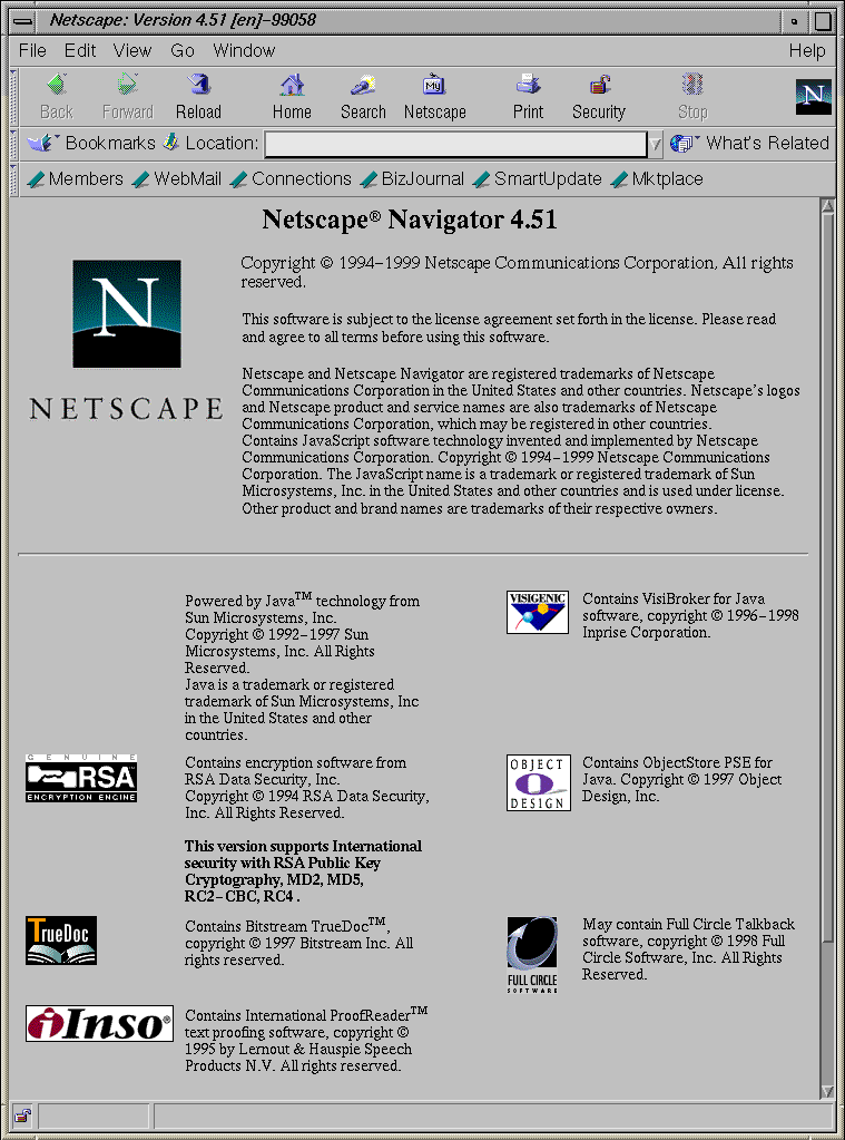 Screenshot Netscape web browser